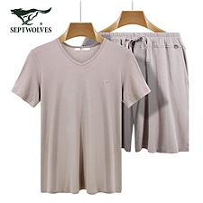 七匹狼 男士棉莫代尔短袖套装  99977