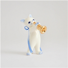 海渡 手工陶器摆件猫咪音乐会系列 吹小号  871-191
