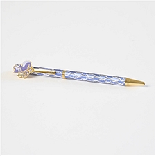 进口 日本菱格镀金钻石猫咪圆珠笔 紫色  830-17083