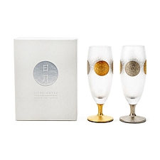 ADERIA 石塚硝子 日月系列金银对杯礼盒 日本酒对杯