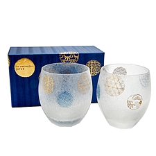ADERIA Premium系列镶金手工艺古典威士忌酒杯礼盒 345ml 丸纹 对杯(2只装)