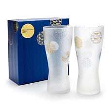 ADERIA Premium系列镶金手工艺啤酒杯礼盒 310ml 丸纹 对杯(2只装)