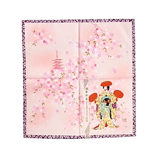 TRATAN 手帕 樱花和服美人图B款 粉色 纯棉  SP-012