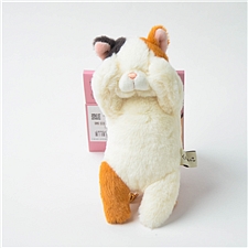 日本制 日本进口可爱捂眼猫咪毛绒玩偶 猫咪三花  876-395