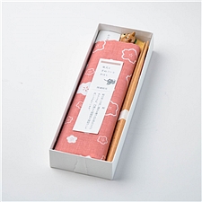 日本制 日本进口木制筷子柴犬筷架餐布礼盒 樱花  KJ003