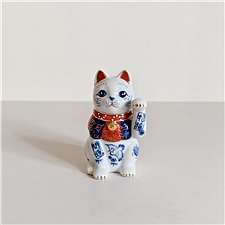 药师窑 染锦开运祝福招财猫 招左手  7438