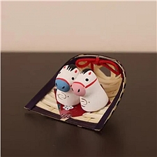 大门屋 一千乃和纸mini福气情侣马小摆件