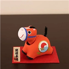 大门屋 一千乃和纸摇头摆件幸福小红马