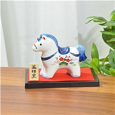 药师窑 染锦招福马摆件  NO.75