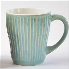 美浓烧 日本进口 浮雕陶瓷马克单杯 绿色