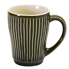 美浓烧 日本进口 浮雕陶瓷马克单杯 深绿