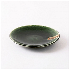 美浓烧 织部绿釉碟子 碟子  ZB-002
