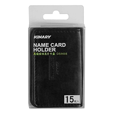 金得利 高级皮纹名片卡盒 (黑) 约15枚  OS9008