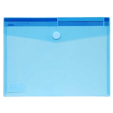 得力 粘扣文件袋 (蓝色) A4 横式  5504