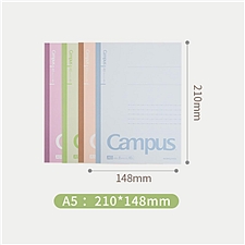 国誉 Campus彩色无线装订本 (4色混装) A5/40页 8mm点线 4本/封  WCN-CNB3473-3