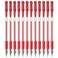 得力 半针管中性笔 (红) 0.5mm 12支/盒  6601