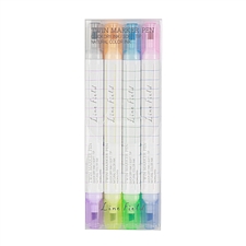 国誉 Line Field格子印象双头荧光笔4支套装 (8色) 4支/套  WSG-PMLW101-4S