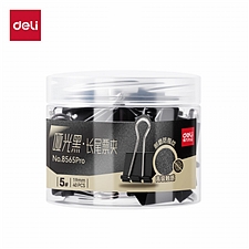 得力 哑光黑色长尾票夹5# (黑色) 夹宽19mm 40个/筒  8565Pro