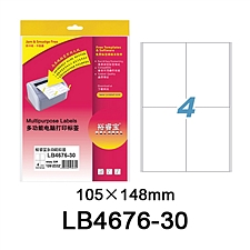 裕睿宝 多功能电脑打印标签(方角) (白) 105.0*148.0mm  LB4676-30