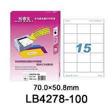 裕睿宝 多功能电脑打印标签(方角) (白) 70*50.8mm  LB4278-100
