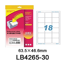 裕睿宝 多功能电脑打印标签(圆角) (白) 63.5*46.6mm  LB4265-30