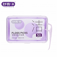 舒客 专效洁齿牙线棒 扁线 50支装  ZHS-YX10