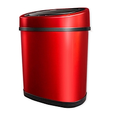 敏胤 不锈钢方型感应垃圾桶 (红色) 12L  XF12-1