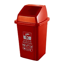 敏胤 翻盖有害垃圾标识分类垃圾桶 (红色) 20L  MYL-7720