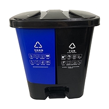 国产 双桶脚踩分类垃圾桶 20L  可回收物+干垃圾