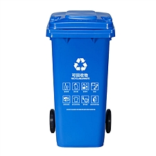 敏胤 户外分类可回收物标识垃圾桶(带轮) (蓝色) 100L  MYL-7100