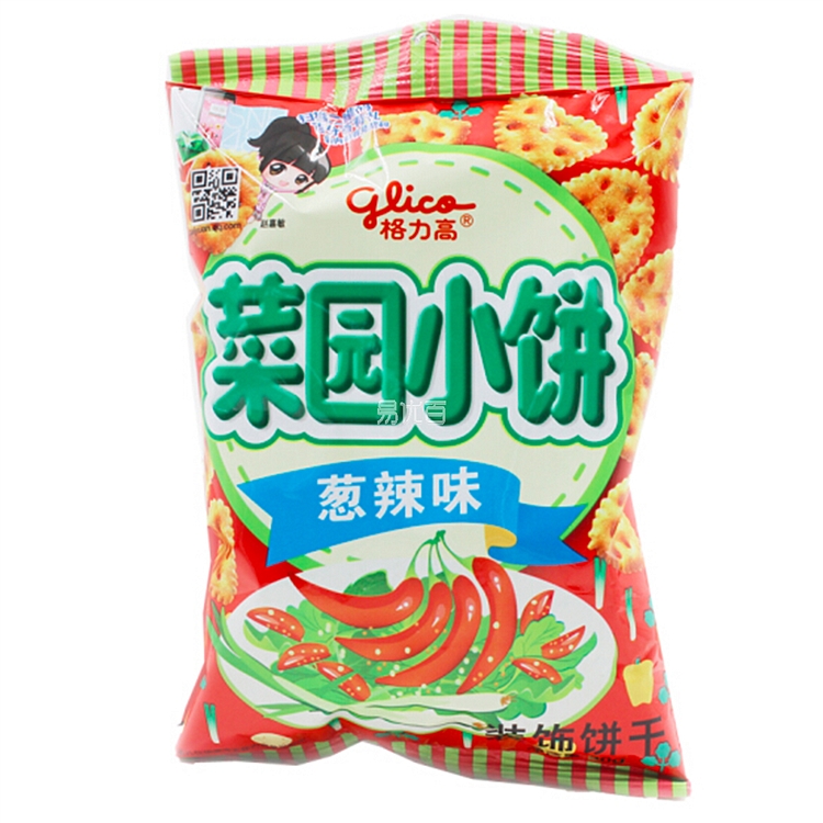 格力高 菜园小饼 80g 葱辣味