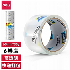 得力 封箱胶带60mm*30y*50um(高透) 6卷/筒  30320