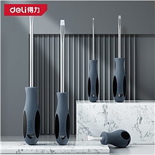 得力 PP防油一字螺丝刀S2 (灰) 3×100mm  DL6431001