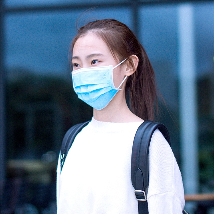 得力 一次性口罩 (蓝) 三层 10只/袋 19381