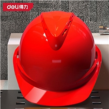 得力 PE安全帽卡扣式 (红) 51-62cm  DL525023