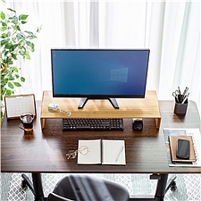 山业 桌上架 实木 显示器增高架 笔记本支架 (浅木色) 横宽50cm  MR-C5LM