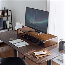 山业 桌上架 实木 显示器增高架 笔记本支架 (深木