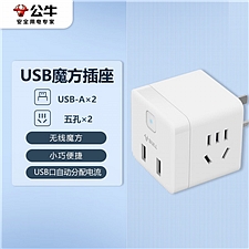 公牛 魔方插座单控二位插座无线 双USB接口  GNV-U9B122