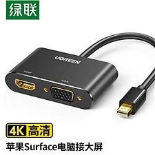 绿联 Mini DP转HDMI/VGA 二合一 (黑色) 0.25米  20422