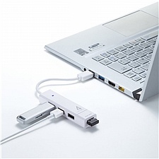 山业 USB集线器 拓展坞 转换器 (白色) USB3.0*1 USB2.0*3  USB-3H421W