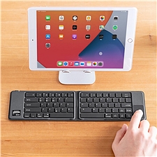山业 可折叠带触摸板 蓝牙键盘 (黑色) 3设备切换 平板iPad适用  400-SKB070
