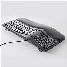 山业 人体工学有线键盘 一体式软垫腕托 (黑色) 附3