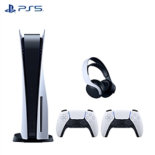 索尼 PS5 光驱版双手柄套装+黑色耳机 游戏主机套装
