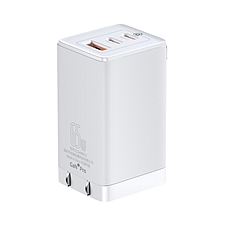 倍思 氮化镓GaN65W快充充电器套装(三代) (白色) 双Type-c+USB多口