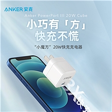 安克 Anker充电器PD20W快充头 可折叠 (白) PowerIQ3.0 兼容苹果＆安卓  A2149