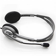 罗技 立体声耳机 带麦克风话筒 (黑色)  H111
