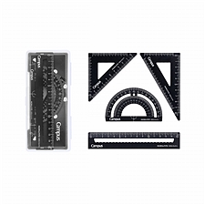 国誉 Campus铝合金套尺(直尺+三角尺+量角器) (黑色)  WSG-CLA1D