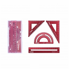 国誉 Campus铝合金套尺(直尺+三角尺+量角器) (红色)  WSG-CLA1R