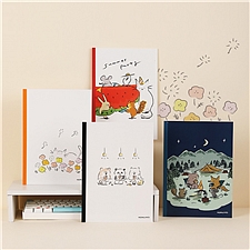 国誉 Illustrator无线装订本(YURUKAWA FRIENDS) (4色混装) A5/40页 8mm横线  WCN-DNA54-J159