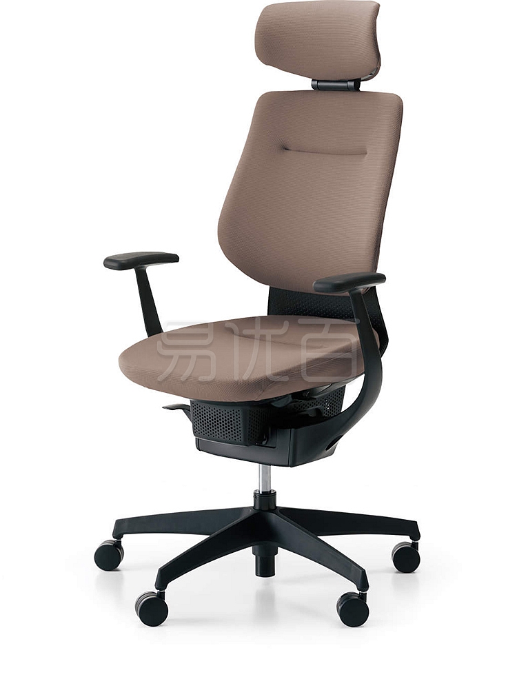 国誉ing系列高背办公椅 (浅咖啡g4m4 黑框) 带头靠 cr-g3205e6